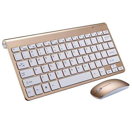 MERISHOPP Mini Flat Quiet Wireless Keyboard Mouse Combo Golden | Computers/Tablets & Networking | Keyboards Mice & Pointers | Keyboard & Mouse Bundles - Rajputtrade