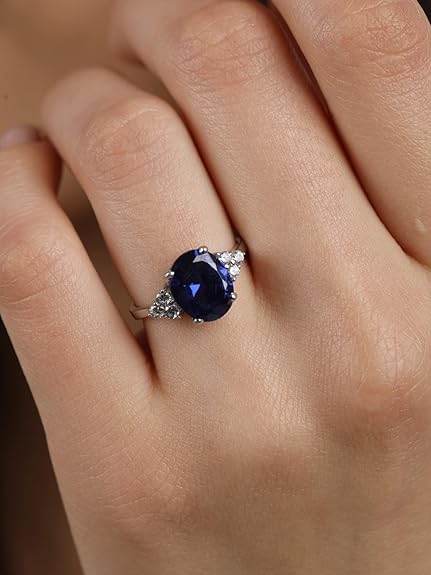 925 Sterling Silver Oval Stone Ring with Adjustable Band | Gift for Women Wife Girls - Rajputtrade
