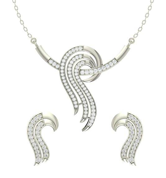 925 Sterling Silver Zoe Pendant Earring Chain Jewellery Set | Platinum Plated, Swiss Zirconia | Gift for Women & Girls - Rajputtrade