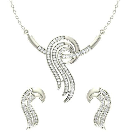 925 Sterling Silver Zoe Pendant Earring Chain Jewellery Set | Platinum Plated, Swiss Zirconia | Gift for Women & Girls - Rajputtrade