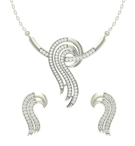 925 Sterling Silver Zoe Pendant Earring Chain Jewellery Set | Platinum Plated, Swiss Zirconia | Gift for Women & Girls - Rajputtrade