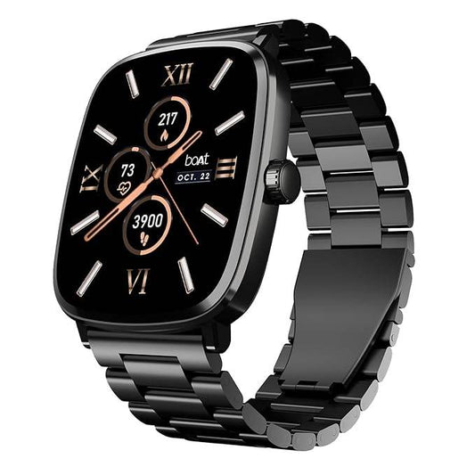 boAt Ultima Regal w/ 2.01”(5.10 cm) Crystal-Clear AMOLED Display, Fitness Smart Watch for Men & Women (Steel Black) - Rajputtrade