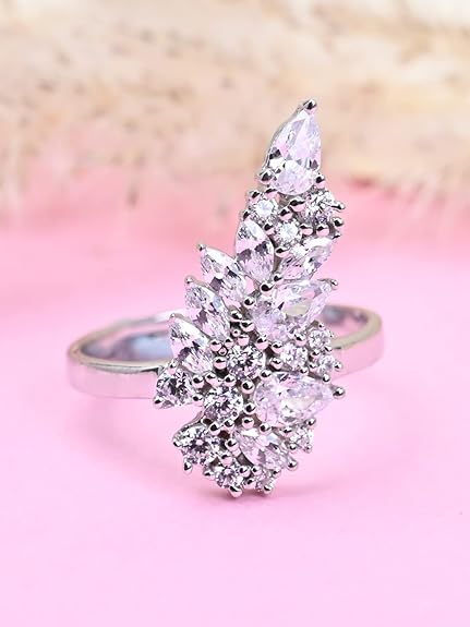 Pure 925 Sterling Silver Statement Finger Ring with Adjustable Band | Gift for Women Girls Wife Girlfriend | Multiple Design Options - Rajputtrade