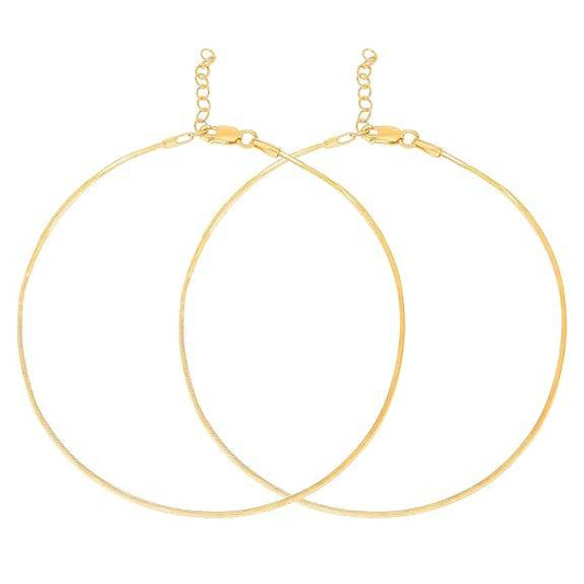 925 Sterling Silver Modest Minimal Gold Plating Anklet (Pair) | Gift for Women & Girls | - Rajputtrade