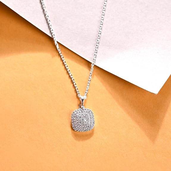 925 Sterling Silver Queen of Diamonds Pendant Earrings Chain Necklace Jewellery Set | Platinum Plated, Swiss Zirconia | Gift for Women and Girls - Rajputtrade