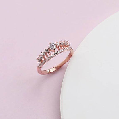 925 Silver Rose Gold Queen's Crown Ring, Adjustable | Gifts for Girlfriend, Gifts for Women and Girls - Rajputtrade