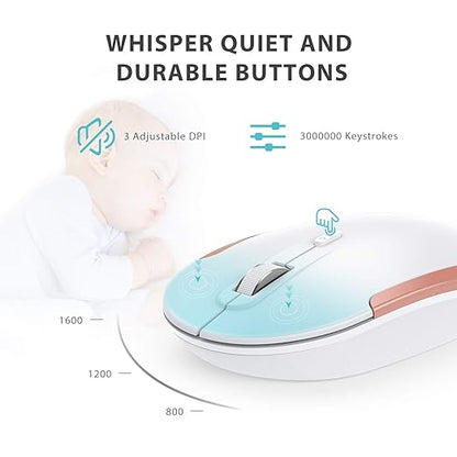 USB Wireless Keyboard and Mouse Set GK08 - Rechargeable Wireless Keyboard Full Size Design with Number Pad, 2.4G Stable Connection Slim GK08 Keyboard Mouse Combo, Rose Gold - Rajputtrade