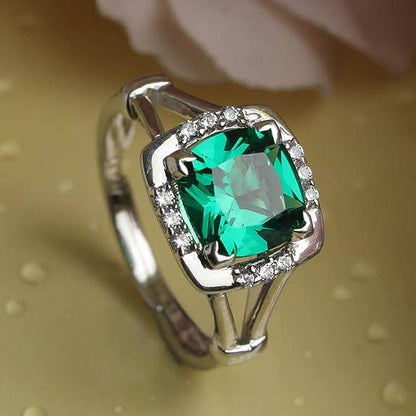 925 Sterling Silver Cushion Stone Ring with Adjustable Band | Gift for Women Wife Girls - Rajputtrade