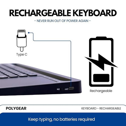 POLYGEAR BTX5050 Stylish Bluetooth Keyboard with touchpad, Multi Device Bluetooth 5.0, Wireless for Laptop, Mobile, iPad with Touchpad, Rechargeable and Portable, Type-C Charging - Rajputtrade