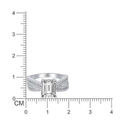 92.5 Sterling Silver Multi Band Emerald Cut Ring | Engagement Ring for Women, - Rajputtrade