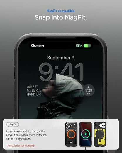 Spigen Tough Armor T MagFit Back Cover Case Compatible with iPhone 17 Pro Max (TPU + Poly Carbonate | Black)