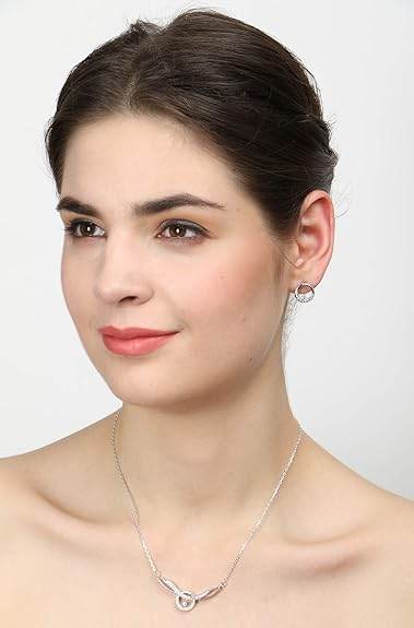 925 Sterling Silver Evie Pendant Earring Chain Jewellery Set | Platinum Plated, Swiss Zirconia | Gift for Women & Girls - Rajputtrade