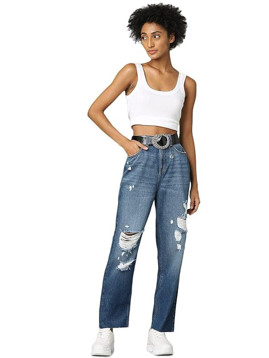 Women's Regular Jeans, Medium Blue Denim (Size 33) - Rajputtrade