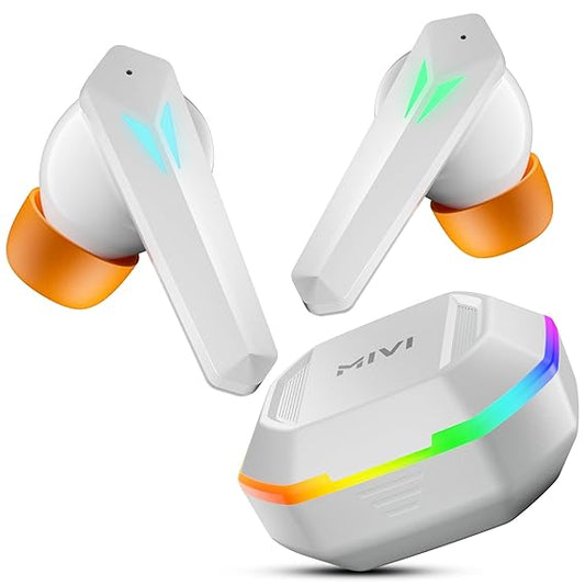 Mivi Commando X7 [Just Launched] Gaming in Ear Earbuds: 35ms Low Latency, 13mm Bass Drivers, 50Hrs Playtime, Type C (White) - Rajputtrade