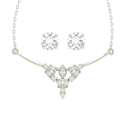925 Sterling Silver Alice Pendant Earring Chain Jewellery Set | Platinum Plated, Swiss Zirconia | Gift for Women & Girls - Rajputtrade