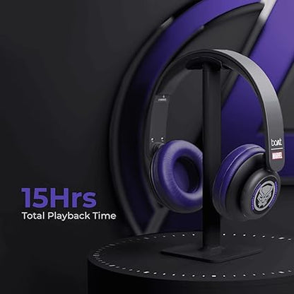 boAt Rockerz 450 Black Panther Edition Bluetooth Wireless On Ear Headphones with mic, 15 Hours Battery (King's Purple)