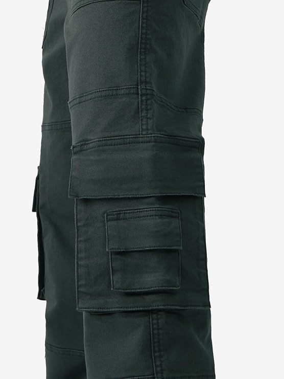 The Souled Store Solids: Men and Boys Straight Fit Cotton Blend Cargo Jeans - Rajputtrade