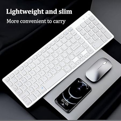 Wireless Keyboard and Mouse Combo, TECPHILE Multi Device Keyboard (3 Bluetooth5.0 + 2.4Ghz USB) Connectivity, Keyboard Protector, Easy Switch, Quiet, Rechargeable, for Computer, Tablet, Mac, Desktop - Rajputtrade