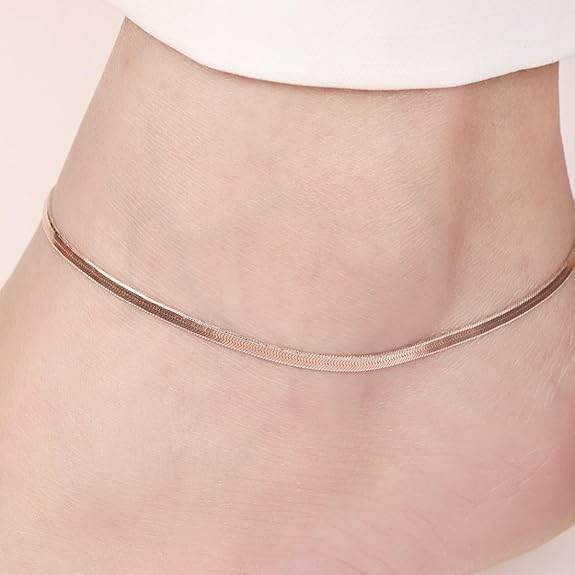 925 Sterling Silver Rose Gold Plating Braided Abstract Anklets (Single) | Gift for Women & Girls | - Rajputtrade