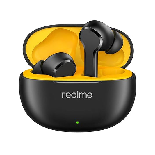realme Buds T110 Bluetooth Truly Wireless in Ear Earbuds with mic, AI ENC for Calls | 38 Hours Total Playback with Fast Charging (Black) - Rajputtrade
