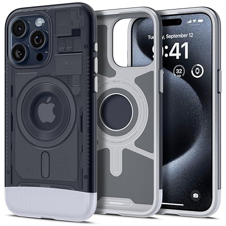 Spigen Classic C1 MagFit Back Cover Case Compatible with iPhone 15 Pro Max (TPU + Poly Carbonate | Graphite)