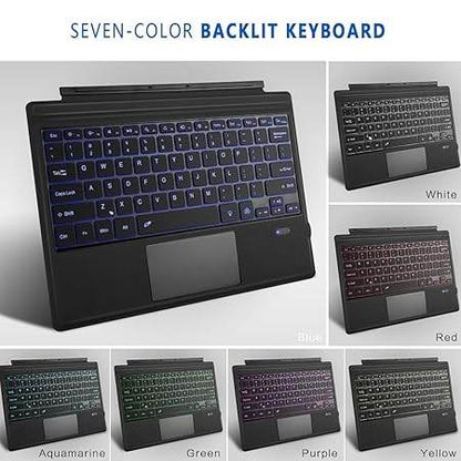 Concept Kart Surface Bluetooth Keyboard with Trackpad & 7-Color LED Backlit, Ultra Slim Rechargeable Keyboard with Touchpad for Surface Pro 7 Plus (2021)/ Pro 7/ Pro 6/ Pro 5/Pro 4/Pro 3 - Rajputtrade