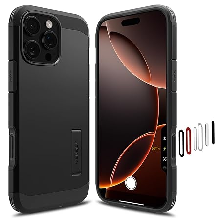 Spigen Tough Armor T (Ai) MagFit Back Cover Case Compatible with iPhone 16 Pro (TPU + Poly Carbonate | Black)