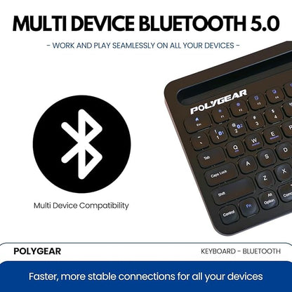 POLYGEAR BTX5050 Stylish Bluetooth Keyboard with touchpad, Multi Device Bluetooth 5.0, Wireless for Laptop, Mobile, iPad with Touchpad, Rechargeable and Portable, Type-C Charging - Rajputtrade
