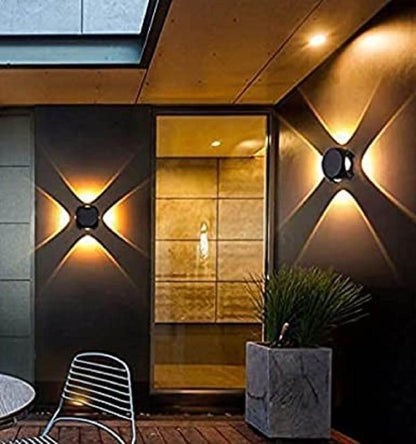 4 Way Oval Up Down LED Outdoor Waterproof IP65 Exterior Wall Step Light Fixture Lamp (Warm White, Black Body) 8 Watts,Aluminium - Rajputtrade