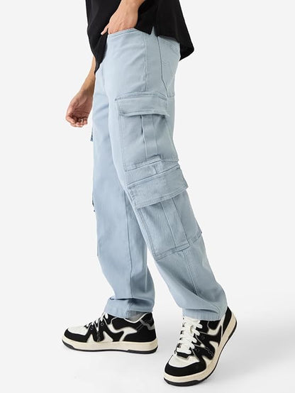 The Souled Store Solids: Dusty Bowl Men and Boys Cotton Blend Straight Fit Cargo Jeans(Size-30) - Rajputtrade