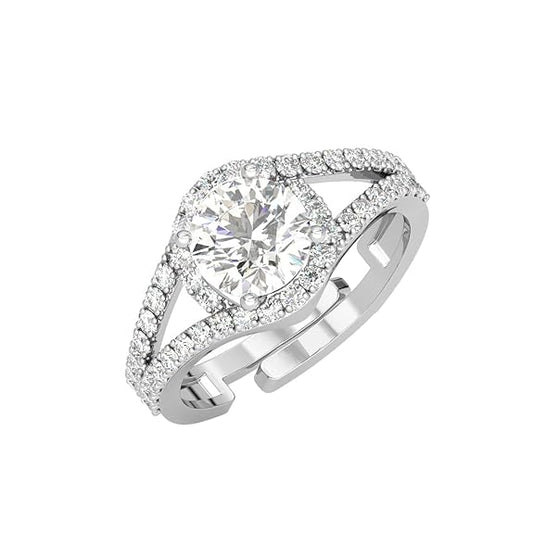 Pure 925 Sterling Silver Solitaire Finger Ring with Adjustable Band | Gift for Women Girls Wife Girlfriend | Multiple Design Options - Rajputtrade