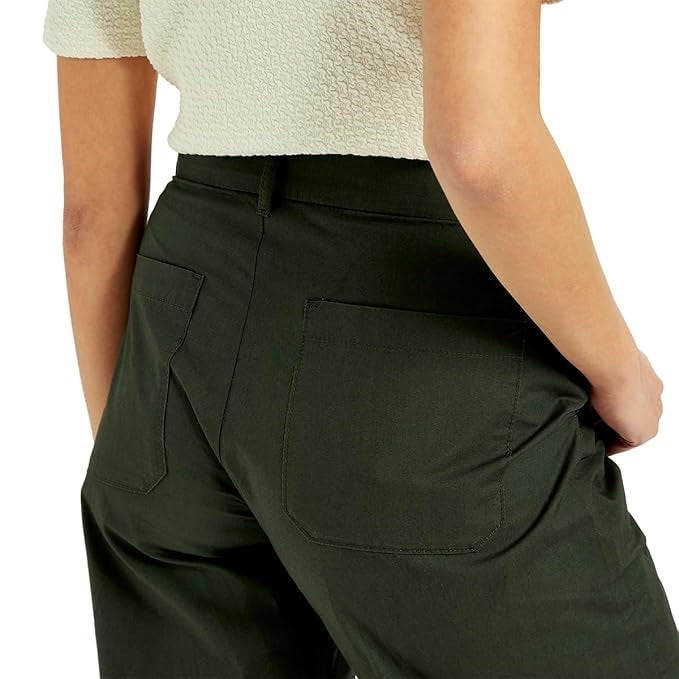 Women's High Rise Olive Straight Fit Trousers, Green (Size 34) - Rajputtrade