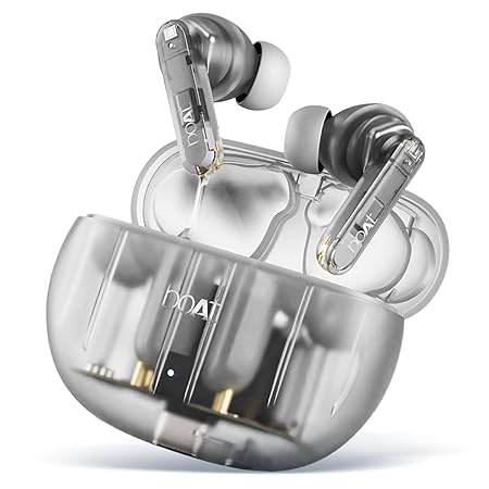 boAt Airdopes 191 ANC, 32dB ANC, Ambient Mode, 60HRS Battery, 4Mics ENx, in-Ear Detection, IWP Tech, Fast Charge, v5.3 Bluetooth Earbuds, TWS Ear Buds Wireless Earphones with mic (Pellucid White) - Rajputtrade