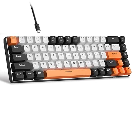MageGee Product Image Portable 60% Mechanical Gaming Keyboard, MK-Box LED Backlit Compact 68 Keys Mini Wired Office Keyboard with Red Switch for Windows Laptop PC Mac - White/Black - Rajputtrade