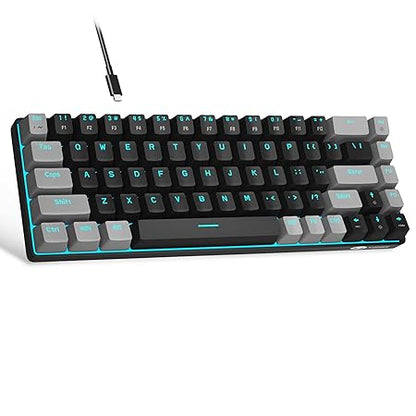 MageGee Portable 60% Mechanical Gaming Keyboard, MK-Box LED Backlit Compact 68 Keys Mini Wired Office Keyboard with Red Switch for Windows Laptop PC Mac - Black/Grey - Rajputtrade