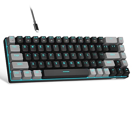 MageGee Portable 60% Mechanical Gaming Keyboard, MK-Box LED Backlit Compact 68 Keys Mini Wired Office Keyboard with Red Switch for Windows Laptop PC Mac - Black/Grey - Rajputtrade
