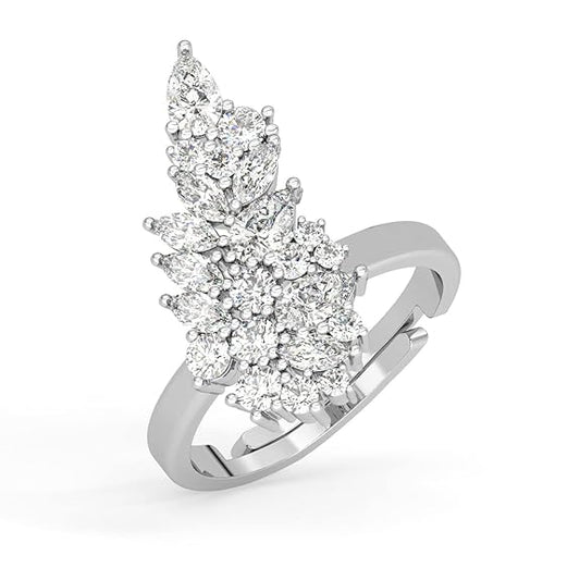 Pure 925 Sterling Silver Statement Finger Ring with Adjustable Band | Gift for Women Girls Wife Girlfriend | Multiple Design Options - Rajputtrade