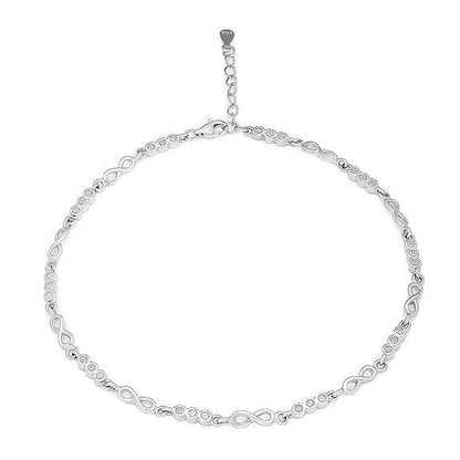 925 Sterling Silver Cubic Zirconia Infinity Rhodium Plating Chain Anklet (Single) | | Gift for Women & Girls | - Rajputtrade