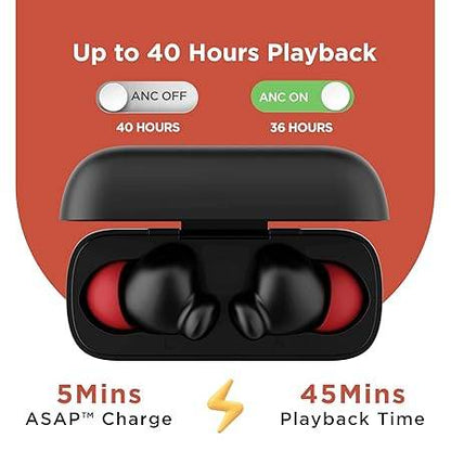 boAt Airdopes 341ANC True Wireless Earbuds in Ear Ear Buds W/ 32Db Hybrid ANC, Quad Mics with Enx Tech, Up to 40HRS Playtime, Beast Mode(for Gaming), ASAP Charge, Iwp, IPX5, Signature Sound(Black) - Rajputtrade