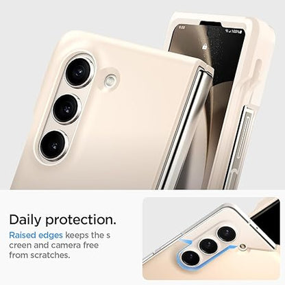 Spigen Thin Fit P for Samsung Galaxy Z Fold 5 Case, Galaxy Z Fold 5 Back Cover - TPU+PC｜Pearled Ivory