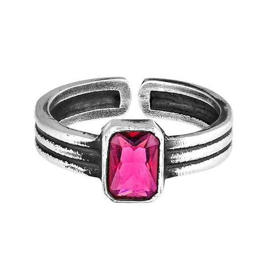 925 Silver Oxidised Silver Fuchsia Ring, Adjustable | Gifts for Women and Girls | - Rajputtrade