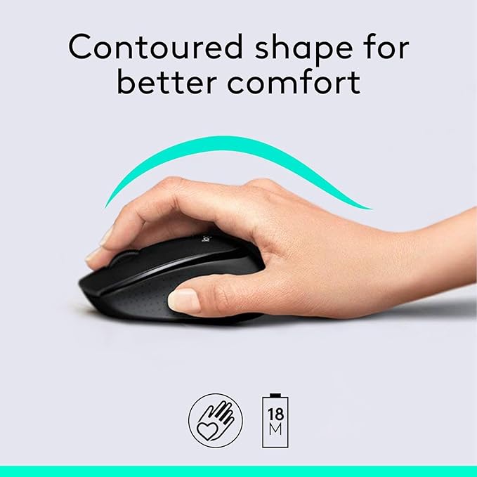 Logitech MK345 Wireless Keyboard and Mouse Set Full-Sized Keyboard with Palm Rest and Comfortable Right-Handed Mouse, 2.4 GHz Wireless USB Receiver, Compatible with PC, Laptop - Black - Rajputtrade