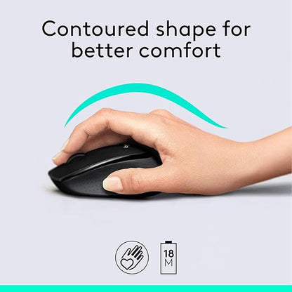 Logitech MK345 Wireless Keyboard and Mouse Set Full-Sized Keyboard with Palm Rest and Comfortable Right-Handed Mouse, 2.4 GHz Wireless USB Receiver, Compatible with PC, Laptop - Black - Rajputtrade