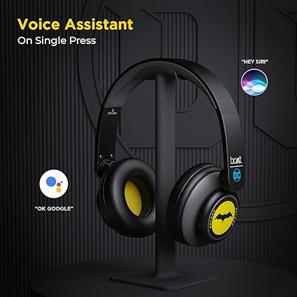 boAt Rockerz 450 Batman Edition Bluetooth On Ear Headphones with Mic, Upto 15 Hours Playback, 40MM Drivers (Knight Black)