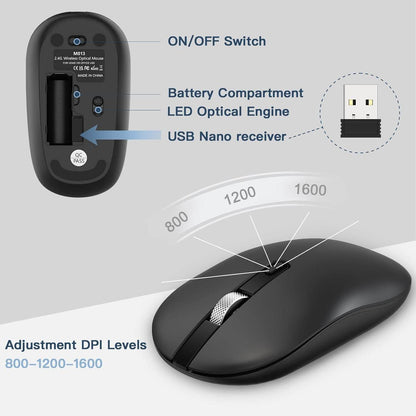 cimetech Full Sized Wireless Keyboard and Mouse Combo for MacBook, 2.4G Comfortable Ultra Slim Ergonomic Keyboard, Plug and Play USB Keyboard for Computer/Laptop - Black - Rajputtrade