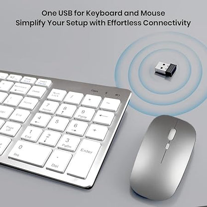 Wireless Keyboard and Mouse Combo, TECPHILE Multi Device Keyboard (3 Bluetooth5.0 + 2.4Ghz USB) Connectivity, Keyboard Protector, Easy Switch, Quiet, Rechargeable, for Computer, Tablet, Mac, Desktop - Rajputtrade