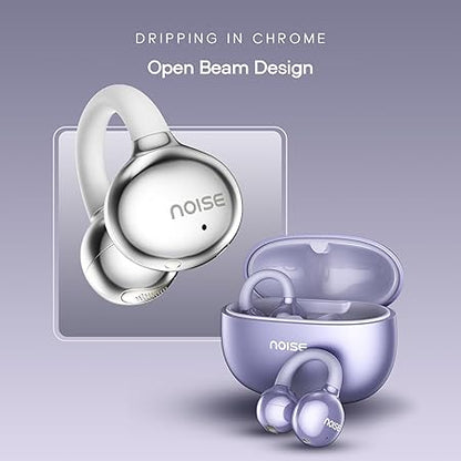 Noise Air Clips Wireless Open Ear Earbuds with Chrome Finish, AirWave™ Technology,Up-to 40H Playtime, Dual Device Pairing, Quad Mic with ENC,12mm Driver,BTv5.4 (3 Color options)
