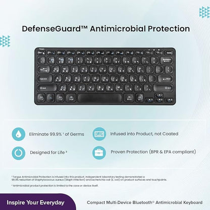 Targus AKB862 Compact Multi-Device Bluetooth® 5.1 Keyboard (Black),DefenseGuard™ Antimicrobial Protection*,Multi-Device connectivity for up to 3 Devices,for Windows/Mac/Android/Laptop/PC/Tablet/Phone - Rajputtrade