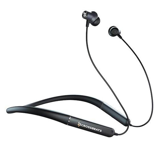 CrossBeats Shuffl ANC Neckband Bluetooth Wireless in Ear Earphones | 14.2mm Drivers| 120Hrs Playtime (Black) - Rajputtrade