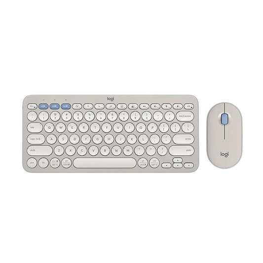 Logitech Pebble 2 Combo, Wireless Keyboard and Mouse, Quiet and Portable, Customisable, Logi Bolt, Bluetooth, Easy-Switch for Windows, macOS, iPadOS, Chrome - Tonal Sand - Rajputtrade